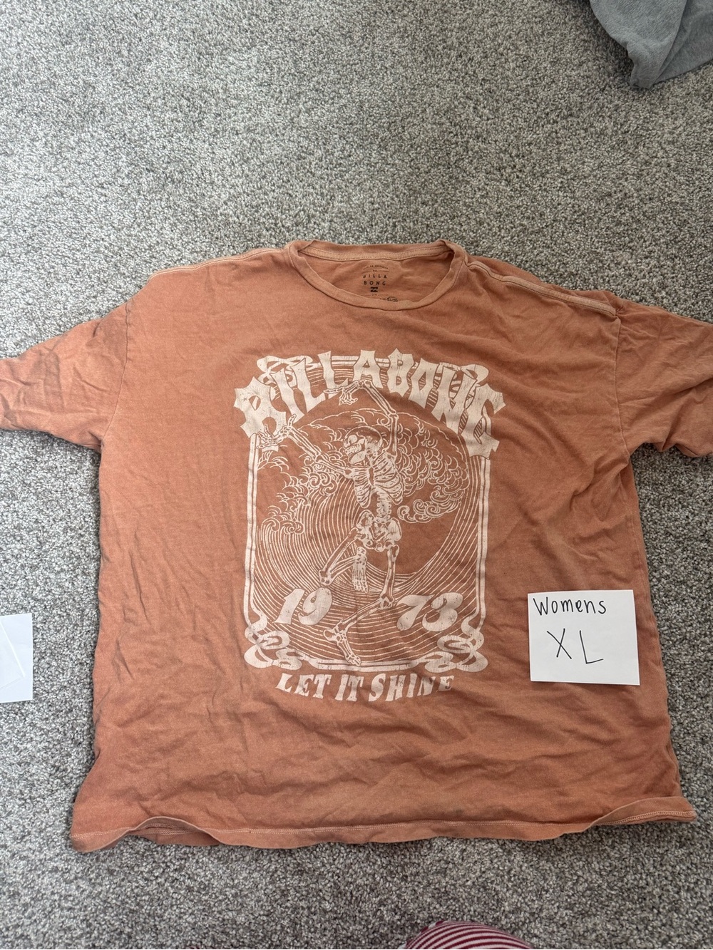 Billabong Rust Short Sleeve Graphic Tee with White Print